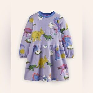 Boden Loopback Sweatshirt Dress in Lilac Dino Family 4-5Y NWOT